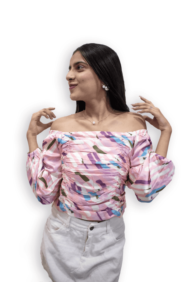Printed Ruched Fitted Crop top