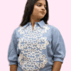 Wavy Embroidered Collared  Top