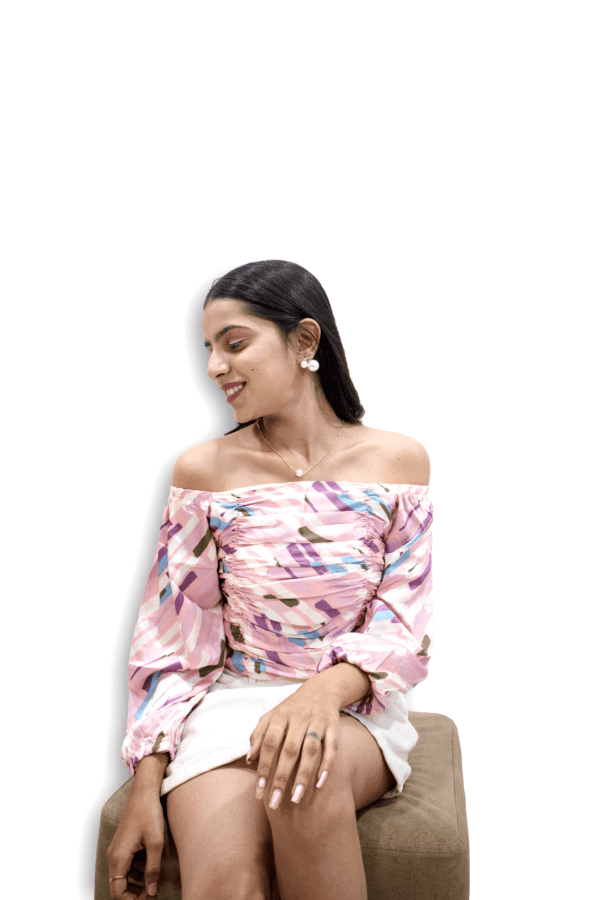 Printed Ruched Fitted Crop top