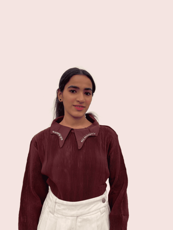 Embellished Collared Top