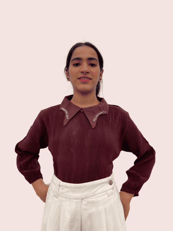 Embellished Collared Top