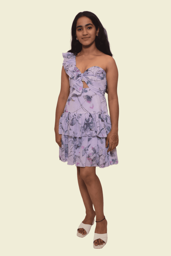 One Shoulder Ruffle Floral Dress