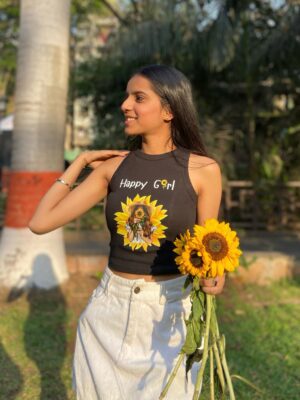 Sunflower Sass Graphic Crop Tank Top