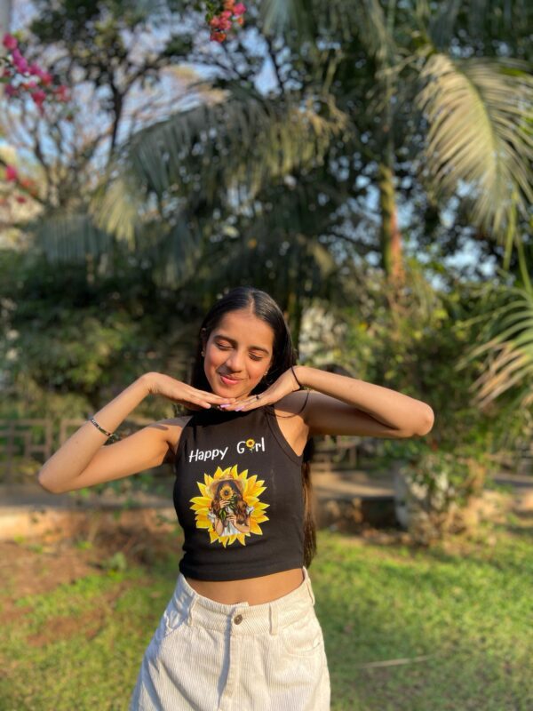 Sunflower Sass Graphic Crop Tank Top
