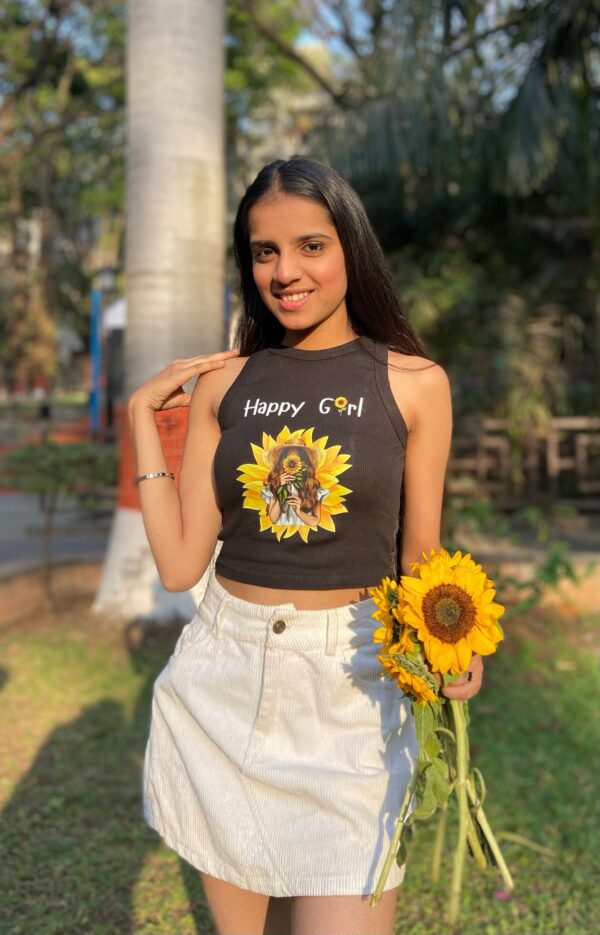 Sunflower Sass Graphic Crop Tank Top