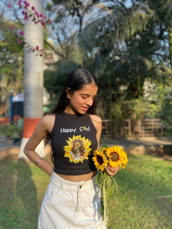 Sunflower Sass Graphic Crop Tank Top