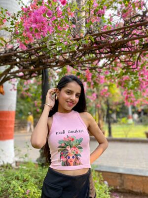 "Kaafi Sanskari"Graphic Ribbed Tank Top