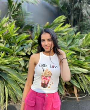 "Latte Love"Ribbed Graphic Tank Top