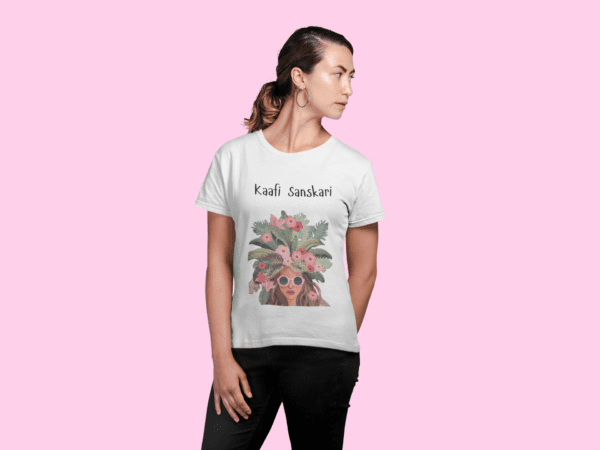 transparent-t-shirt-mockup-of-a-woman-looking-aside-21300 (6) Kaafi Sanskari Graphic Tshirt