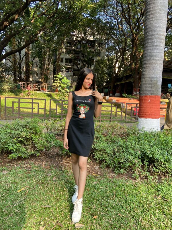 Black "Selectively Social" Graphic Printed Bodycon dress