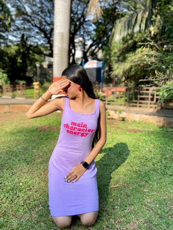 Lilac "Main Character Energy" Ribbed Bodycon dress