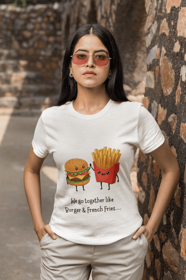 Quirky "Burger and Fries Bestfriends" Graphic T Shirt