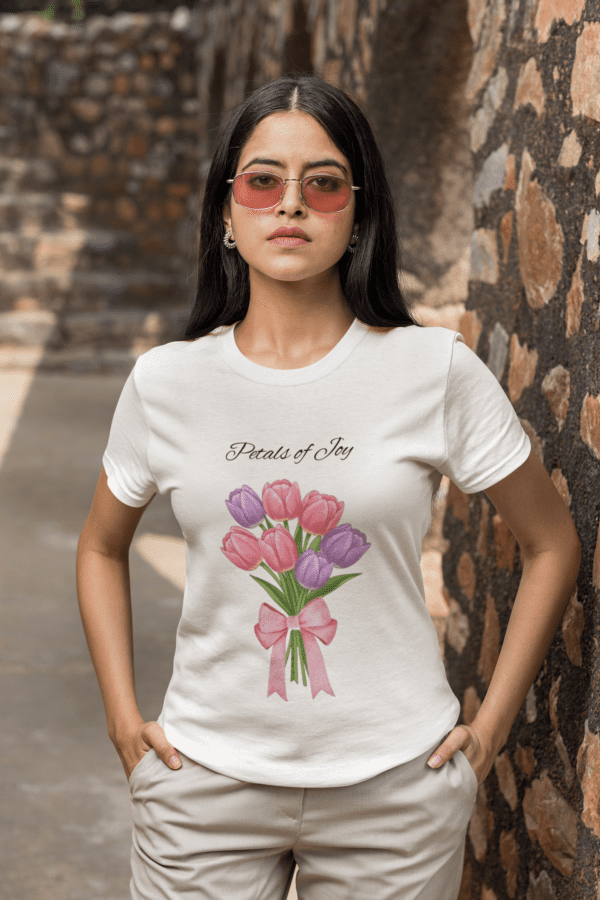 Quirky "Petals of Joy" Graphic T Shirt