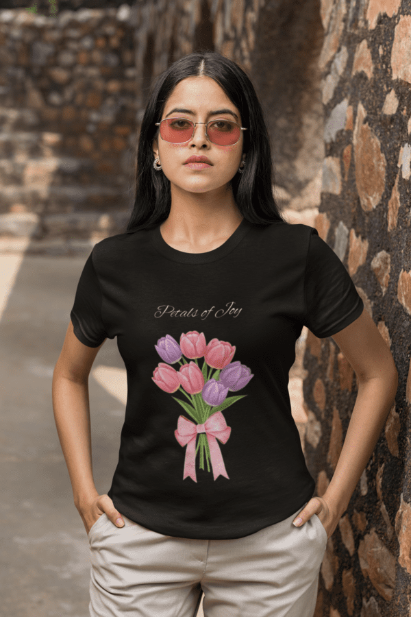 Quirky "Petals of Joy" Graphic T Shirt