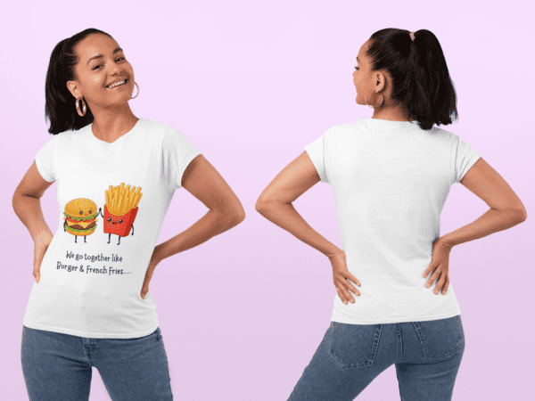 Quirky "Burger and Fries Bestfriends" Graphic T Shirt