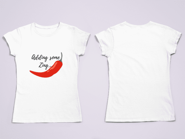Quirky "Mirchi Zing" Graphic T Shirt