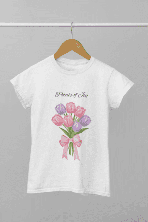 minimal-mockup-of-a-customizable-tee-hanged-from-a-tube-34001 (1) Quirky "Petals of Joy" Graphic T Shirt