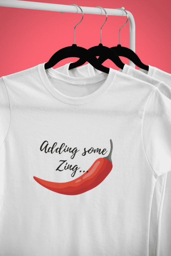 Quirky "Mirchi Zing" Graphic T Shirt
