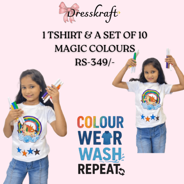 Kids Activity Tshirt+ Set of 10 washable magic colours