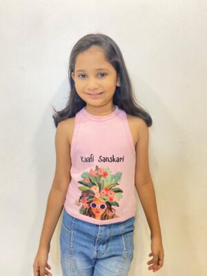 "Kaafi Sanskari"Graphic Ribbed Kid's Tank Top