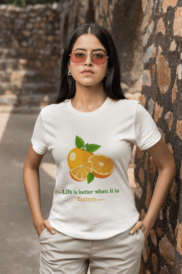Quirky "Orange Zest" Graphic T Shirt