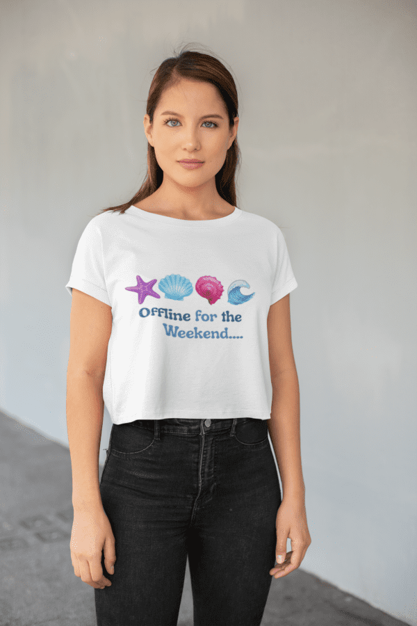 Quirky "Beach Therapy" Graphic Crop T Shirt