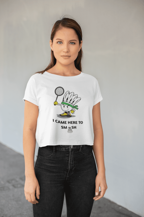 Quirky "Badminton Lover" Graphic Crop T Shirt