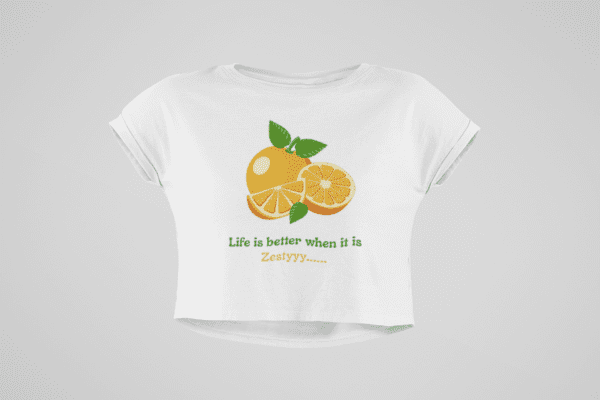 Quirky "Orange Zest" Graphic Crop T Shirt