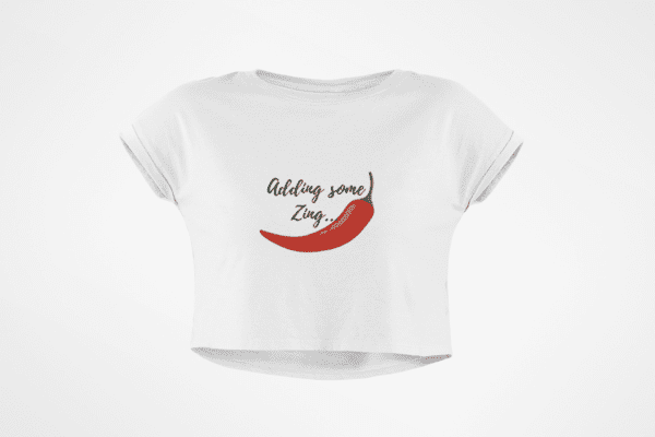 Quirky "Mirchi Zing" Graphic Crop T Shirt