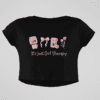 Quirky "Girl Therapy" Graphic Crop T Shirt