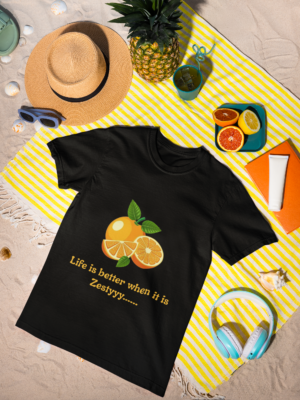 Quirky "Orange Zest" Graphic T Shirt
