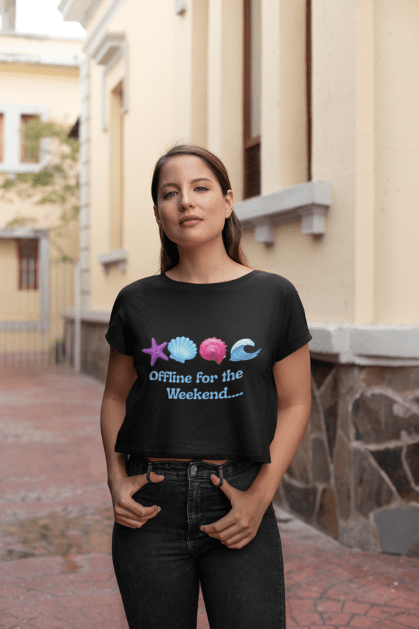 Quirky "Beach Therapy" Graphic Crop T Shirt