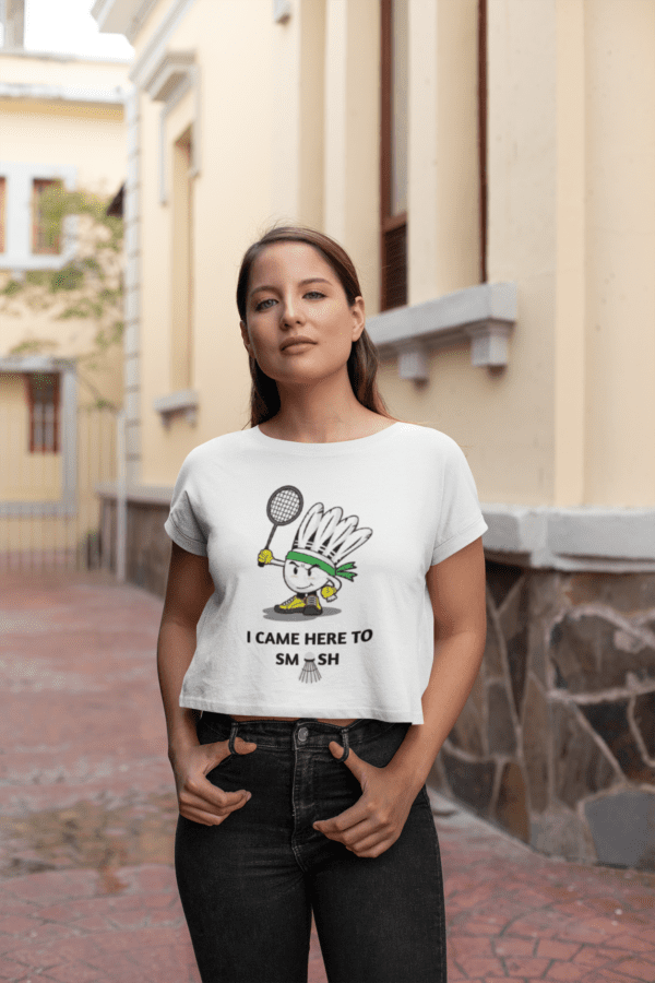 Quirky "Badminton Lover" Graphic Crop T Shirt