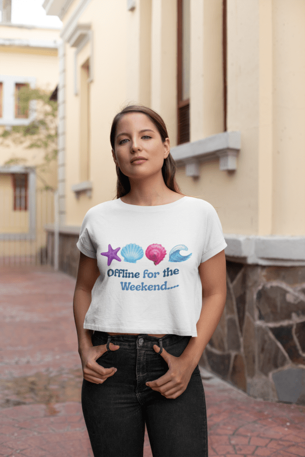 Quirky "Beach Therapy" Graphic Crop T Shirt