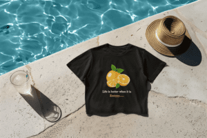 Quirky "Orange Zest" Graphic Crop T Shirt