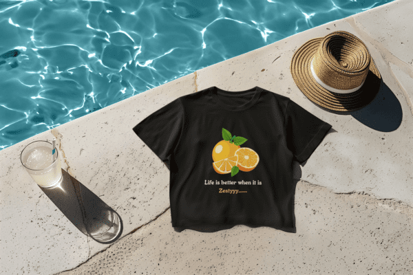 Quirky "Orange Zest" Graphic Crop T Shirt