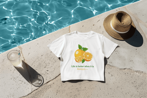 Quirky "Orange Zest" Graphic Crop T Shirt